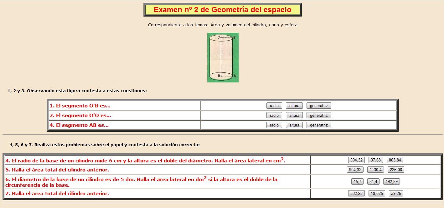 Examen nº 2 de Geometría del espacio | Recurso educativo 38135