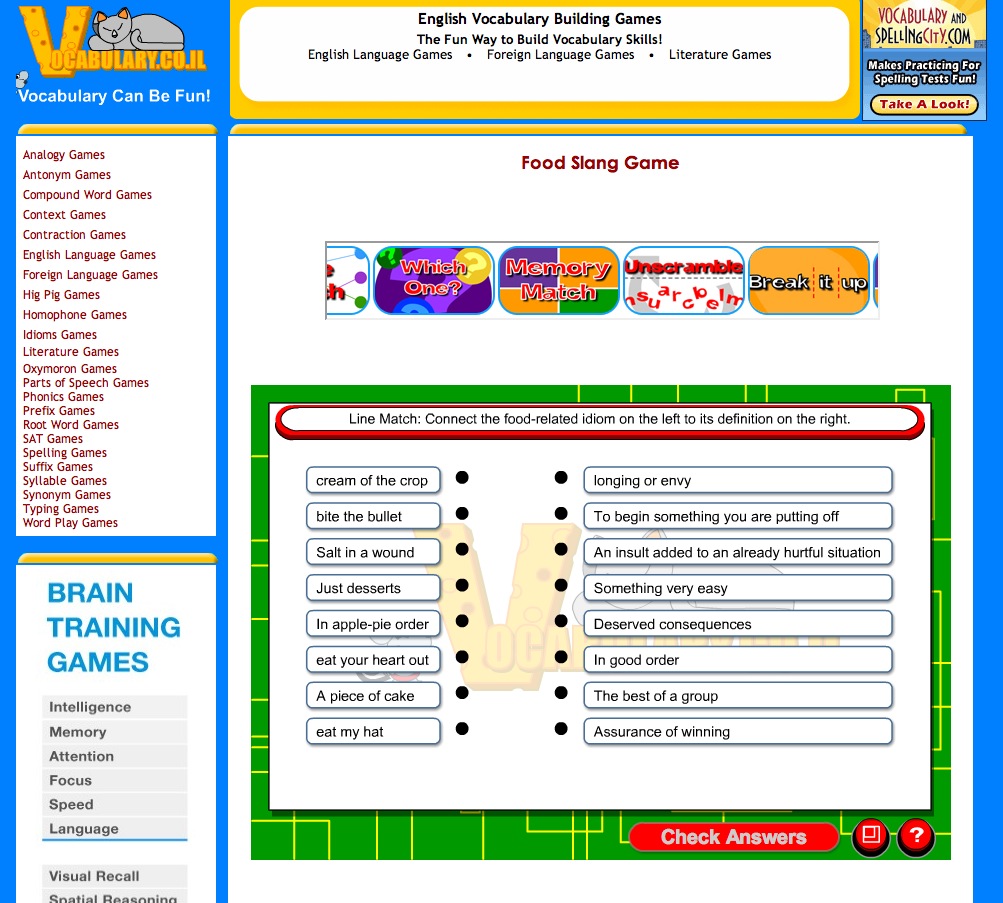 Food Slang Game | Recurso educativo 40321