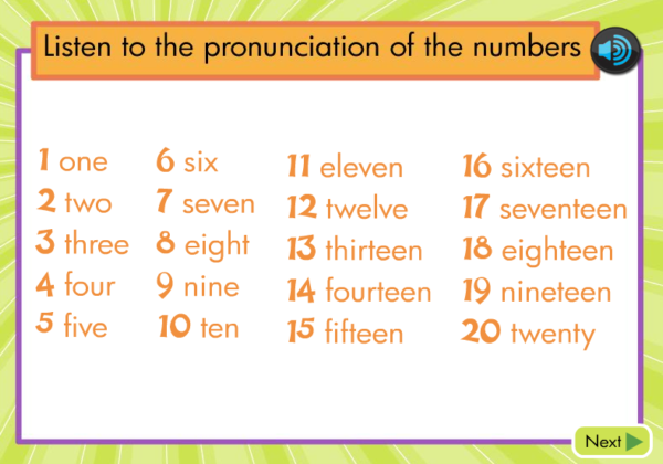 Numbers 1 to 20 | Recurso educativo 47035